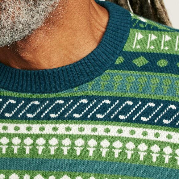 NWT $139 BONOBOS Green Golf Cotton Cashmere Crewneck Fair Isle Sweater Gift MED - Picture 3 of 6